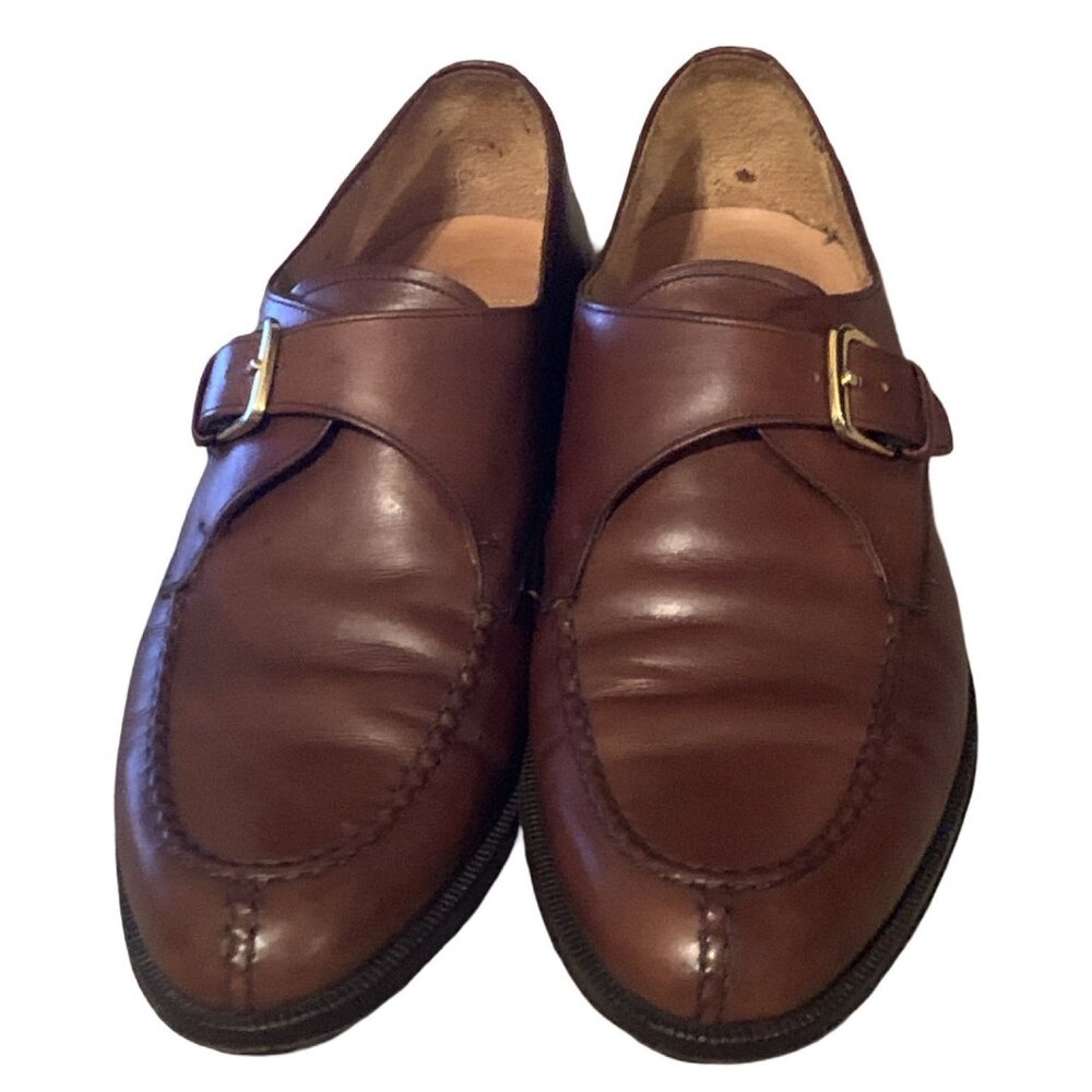 Mezlan Winthrop Brown/Tan Shoes, Mens Size 7 Monk Strap, Leather Loafers